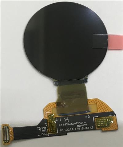 1.19‘’AMOLED圆形屏 分辨率：390*390 亮度350 24PINS MIPI/SPI 接口 用于智能穿戴 RM67162