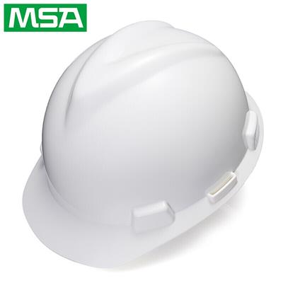 梅思安 /MSA V-Gard PE标准型安全帽 带下颚带 一指键帽衬 可定制LOGO 工地施工建筑 白色1顶