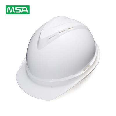 梅思安 /MSA V-Gard500 ABS透气孔安全帽一指键帽衬可定制LOGO 带下颚带 白色 1顶