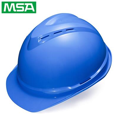 梅思安 /MSA V-Gard500 ABS透气孔安全帽可定制LOGO 超爱戴帽衬工地施工建筑 蓝色 1顶