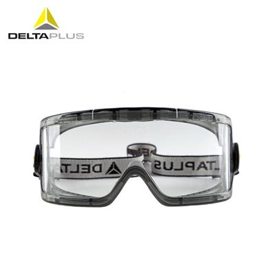 代尔塔101104护目镜 高闭合PC防化眼镜工业防护眼镜全包围眼罩防雾防飞溅弹性织物头带 一副装
