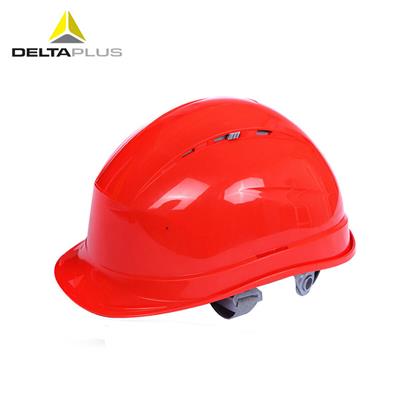 代尔塔 / DELTAPLUS  102012 安全帽工地工程建筑施工通风透气防砸赠送下颚带  红色  1顶