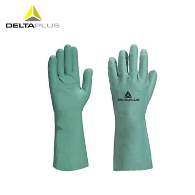 代尔塔 / DELTAPLUS  201802 中型丁腈手套 防化 食品 耐磨 防油 衬里 硅胶面 手套 绿色 9.5码 1副