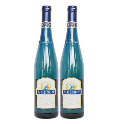 特惠礼品2支套装 德国蓝仙姑BlueNun优质白葡萄酒750ml*2瓶半甜白葡萄酒雷司令莱茵黑森