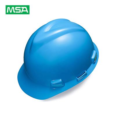 梅思安 MSA V-Gard ABS标准型无透气孔安全帽 附下颚带 超爱戴帽衬 工地施工建筑安全帽 湖蓝色1顶