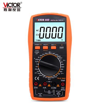 VICTOR胜利VC88B 高精度数字万用表 测火线 频率 温度 数显多用表 VC88B标配+20A特尖表笔