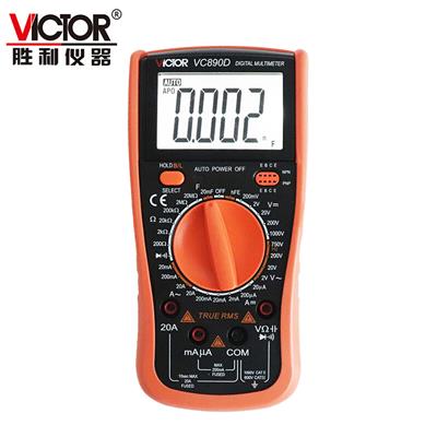 胜利仪器（VICTOR）高精度数字万用表VC890 数显表多功能防烧电工电表 VC890D标配 电阻/电容测量