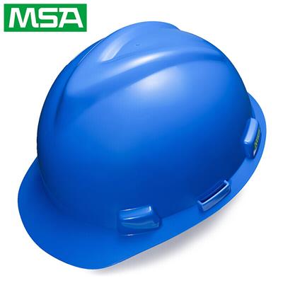 梅思安 /MSA V-Gard PE标准型安全帽可定制LOGO 超爱戴帽衬 带下颚带工地施工头盔 蓝色1顶